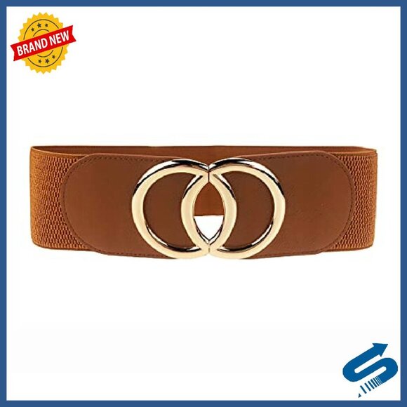 Stretchy Wide Elastic Waist Belt with Metal Buckle for Dresses main image 8